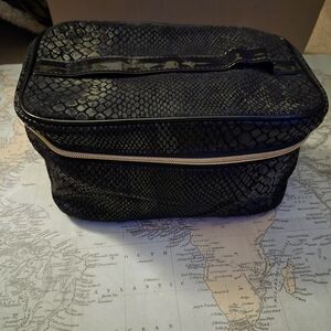 Lancome Black Snakeskin Cosmetic Bag